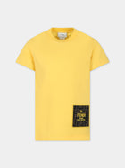 T-shirt gialla per bambino con logo,Fendi Kids,JUI153 7AJ F1MU0